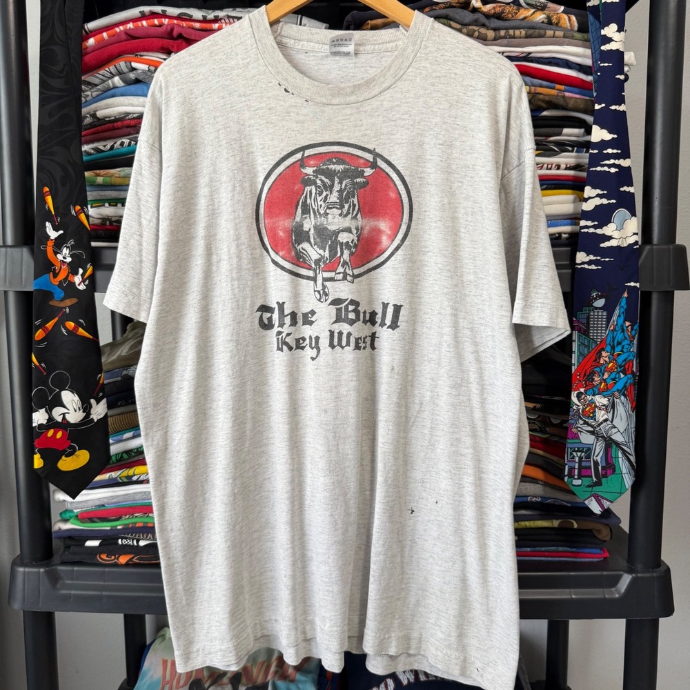 Vintage Gray The Bull Key West Graphic T-Shirt XXL Light Marks